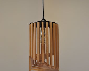 WOODEN LAMP - Pendant light, hanging lamp, geometric lamp, Scandinavian, Nordic