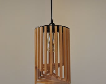 WOODEN LAMP - Pendant lamp hanging lamp, geometric lamp, Scandinavian, Nordic