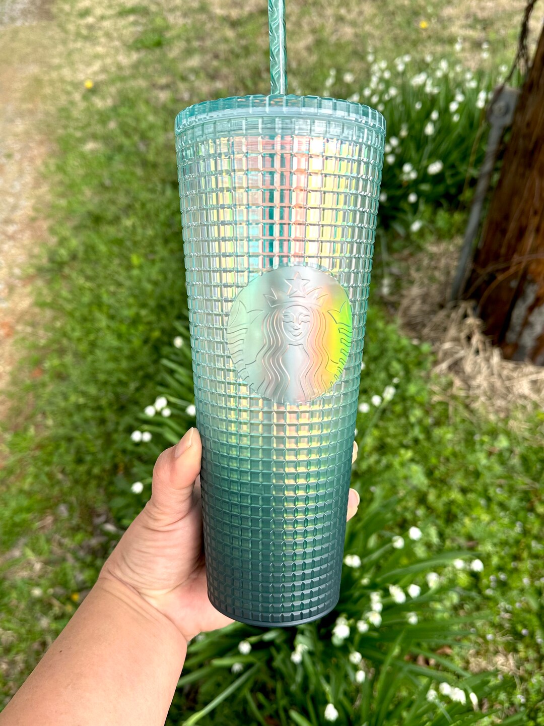 Starbucks Ombre Jade Green Gradient Grid Cup Tumbler Venti Etsy