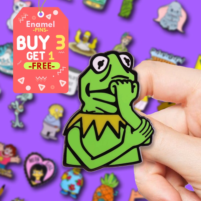 Frog Pepe Meme Enamel Pin Thinker Bad Man Brooch Sad Frog Etsy