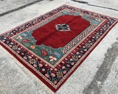 Wool Rug VINTAGE RUG Oushak Rug Floor Rug Area Rug Bedroom Rug 6.6x8.9 feet oversized rug Large Vintage Rug Turkish Rug İm1020