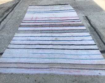 VINTAGE AREA RUG,Kilim Rug,Tappeto decorativo,Tappeto tribale,6.4x12.0 piedi,Tappeto area,Tappeto Oushak, Tappeto vintage,Tappeto turco,Tappeto Kilim turco
