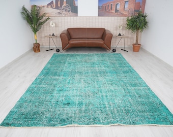 Faded Oushak Rug 7x10, Large Turkish Vintage Carpet,Boho Oversize Rug,Neutral Turkey Anatolian Rug,Muted Colors,7x10 Rug,948