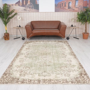 5x9 Rug, Turkish Rug 5x9, Muted Oushak Rug, 5x9 Vintage Rug, Faded Area Rug, Organic Rug,Wool Rug,Vintage Area Rug,Neutral Turkish Rug,353