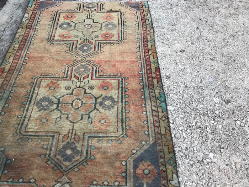 Vintage Handmade Kitchen Oushak Runner Rug Turkish Runner Rug 2.8x5.5 DK537 Vintage Decorative Runner Rug Anatolia Hallway Runner Rug