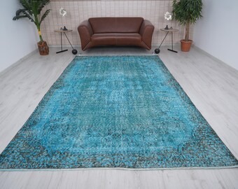 Turkish Rug, Vintage Rug, Handmade Rug, Area Office Rug, Kitchen Rug, Diningroom Rug, 6x10 Rugs, Livingroom Rug, Oushak Rug, Muted Rug,98