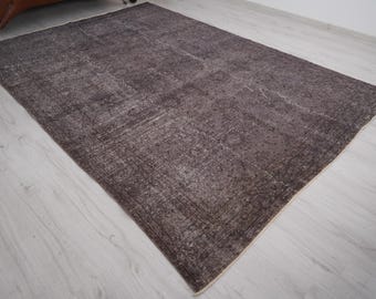 Antique Rug 7x10, Large Oushak Rug, Oversize Turkish Rug, 7x10 Vintage Rug, Handmade Gray Rug, Large Vintage Rug, 7x10 Rug, Neutral Rug, 157