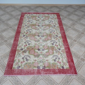 4x7 Rug, Turkish Rug 4x7, Oushak Rug, Vintage Rug, Neutral Vintage Rug, Wool Rug, Oushak Turkish Rug, Handmade Area Rug, Muted Rug, DF170