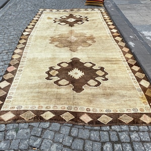 7x12 Rug, Vintage Rug 7x12, Turkish Large Rug, Oushak Rug, Muted Rug,Large Turkish Rug,Oversize Rug,Neutral Vintage Rug,Anatolian Rug,KA1053