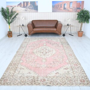 6x10 Rug, Turkish Rug, Oushak Rug 6x10, Vintage Rug, Large Rug, Neutral Turkish Rug, Oushak Area Rug, Handmade Rug, Muted Vintage Rug, RF445