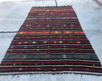 TURKISH RUG , vintage kilim rug, oushak kilim rug, turkish kilim rug Free Shipping 5.9x10.4 ft tribal kilim rug, embroidered rug YK150