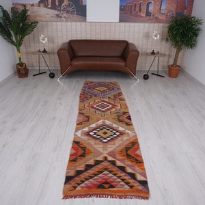 3x9 Runner, Turkish Runner 3x9, Oushak Runner Rug , Vintage Rug Runner, Turkish Muted Runner, Hallway Rug, Antique Rug, Wool Runner,479