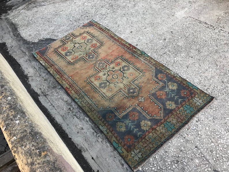 Vintage Handmade Kitchen Oushak Runner Rug Turkish Runner Rug 2.8x5.5 DK537 Vintage Decorative Runner Rug Anatolia Hallway Runner Rug