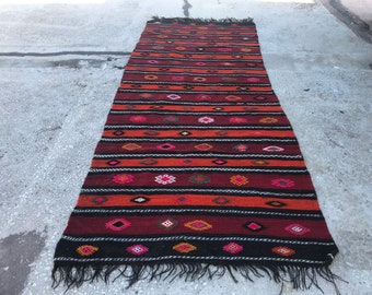 rustic kilim rug, vintage kilim rug, oushak kilim rug, turkish kilim rug Free Shipping 4.1x10.3 ft tribal kilim rug, embroidered rug YK142