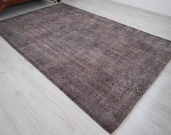 Antique Rug 7x10, Large Oushak Rug, Oversize Turkish Rug, 7x10 Vintage Rug, Handmade Gray Rug, Large Vintage Rug, 7x10 Rug, Neutral Rug, 959