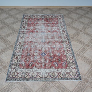 4x7 Rug, Vintage Rug, Oushak Rug, Turkey Carpet, Neutral Rug, Pastel Rug, 4x7 Turkish Rug, Anatolian Rug, Neutral Turkish Rug,Wool Rug,DF205