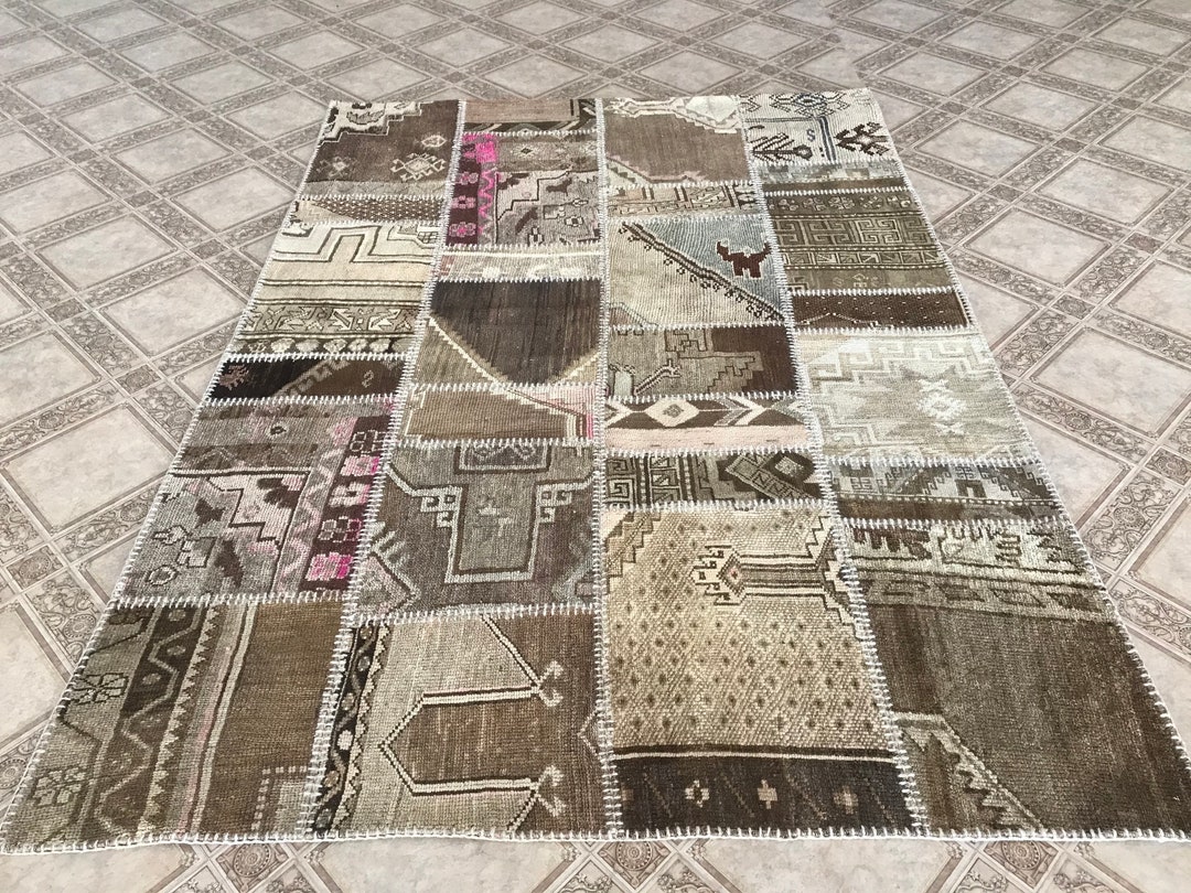 5'2x7'5, Patchwork Rug, Turkish Patchwork, Handmade