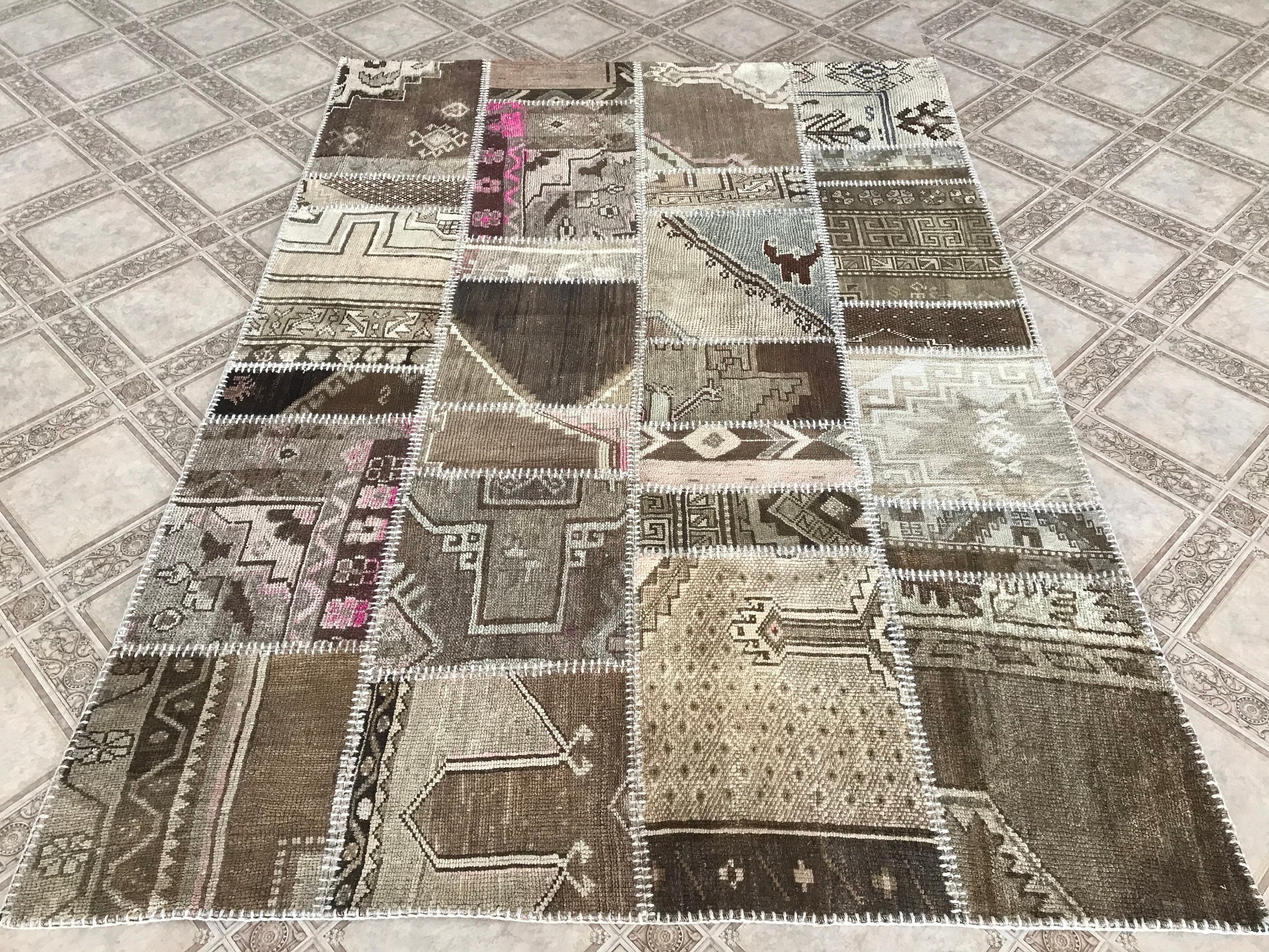 5'2x7'5, Patchwork Rug, Turkish Patchwork, Handmade
