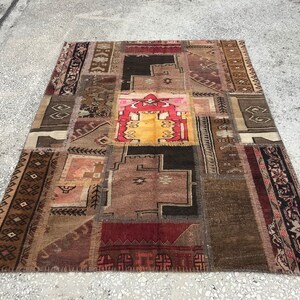 Area Rug , Turkish Rug, TURKISH KILIM, Vintage Kilim, Oushak Kilim, Patchwork Kilim,4.8x6.4 feet , Vintage Rug , Oushak Rug , P42