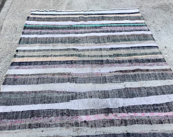 KILIM RUG , vintage rug, striped and embroidered design kilim rug Free Shipping 5.8x10.4 ft turkish kilim rug, area kilim rug, rugs