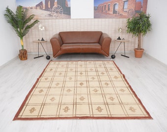 5x8 Turkish Rug, Oushak Rug, Vintage Rug 5x8, Faded Rug, Antique Rug, Turkish Area Rug, Neutral Vintage Rug, 5x8 Rug, Natural Rug, 321