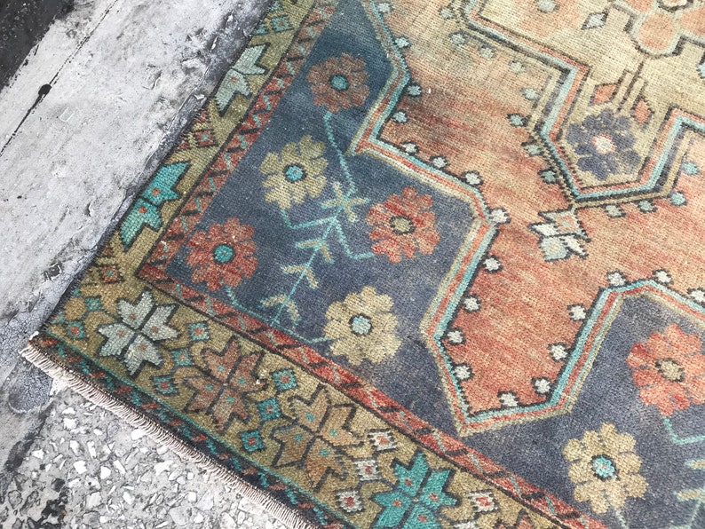 Vintage Handmade Kitchen Oushak Runner Rug Turkish Runner Rug 2.8x5.5 DK537 Vintage Decorative Runner Rug Anatolia Hallway Runner Rug