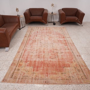 6x10 Rug, Vintage Rug, Turkish Rug 6x10, Oushak Rug, Turkish Oushak Rug, Organic Rug, Neutral Rug,Handmade Rug, Antique Rug, Faded Rug, XF67