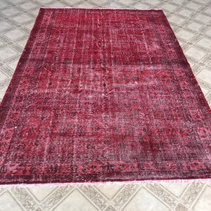 vintage turkish rug bohemian rug 6.7 x 10.1 ft oriental rug area rug boho rug oushak rug anatolian rug oushak large rug Carpet, HF0173