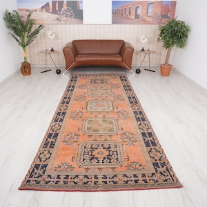 4x11 Runner Rug, Vintage Runner, Oushak Runner Rug, 4x11 Turkish Runner, Hallway Runner Rug, Wool Runner 4x11, Neutral Runner Rug, SF53