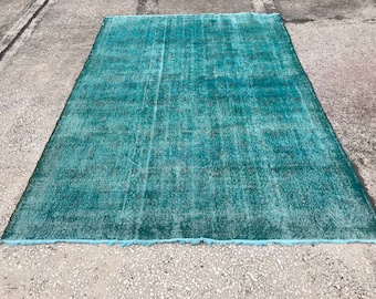 Alfombra 7x10, Alfombra de gran tamaño, Alfombra vintage neutra, Alfombra turca 7x10, Alfombra Oushak grande, Alfombra hecha a mano, Alfombra natural, Alfombra descolorida, Alfombra Oushak silenciada, AK806