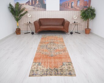 3x9 Runner, Turkish Runner 3x9, Oushak Runner Rug , Vintage Rug Runner, Turkish Muted Runner, Hallway Rug, Antique Rug, Wool Runner,NF184