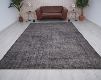 Alfombra de 7x10, Alfombra extragrande, Alfombra vintage neutra, Alfombra turca de 7x10, Alfombra Oushak grande, Alfombra hecha a mano, Alfombra natural, Alfombra descolorida, Alfombra Oushak con tonos apagados, 250