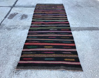 ヴィンテージ キリム ランナー ラグ、トルコ ラグ、3.6x9.8 フィート