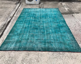 Alfombra 7x10, Alfombra de gran tamaño, Alfombra vintage neutra, Alfombra turca 7x10, Alfombra Oushak grande, Alfombra hecha a mano, Alfombra natural, Alfombra descolorida, Alfombra Oushak silenciada, AKF806