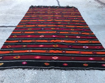 tappeto geometrico kilim, TAPPETO VINTAGE, tappeto pavimento, area tappeto Spedizione gratuita 6.0x9.6 ft boho decor tappeto, oushak kilim tappeto, tappeto kilim YK119