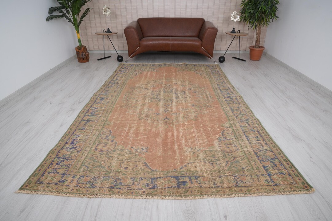 Oversize Vintage Rug 6x10, Neutral Area Rug, Handwoven Turkish Rug 6x10 ...