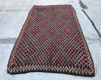 TURKISH KILIM RUG , vintage embroidered kilim rug, area kilim rug Free Shipping 5.1x9.1 ft floor kilim rug, anatolian kilim rug, rug YK134