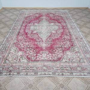 Oversize Rug, Turkish Large Rug, Oushak Rug, 7x11 Turkish Rug, Vintage Rug 7x11, Large Faded Rug, Turkey Rug, Muted Rug, Handmade Rug,OZF423