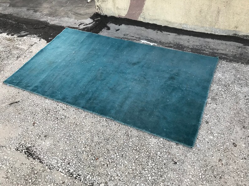3.6x6.4 ft Antique Turkish Rug Handmade Rug Blue Oushak Rug Turkish Kilim Rug B306 Area Rug Anatolian Rug Vintage Turkish Rug