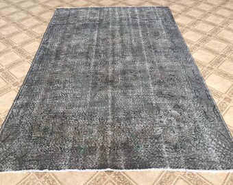 Turkish Large Rug, 6.4x9.8 ft, Handmade Rug, Living Room Rug, Oushak Rug, Organic Rug, Smoked Rug, Oriental Rug, Vintage Rug, Wool Rug, G363