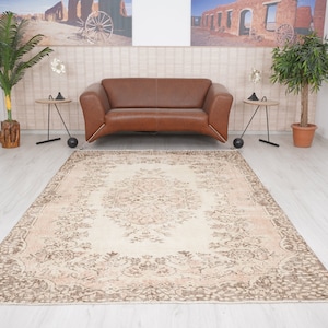 6x9 Rug, Oushak Rug 6x9,Faded Vintage Rug,Handmade Area Rug,Turkish Rug 6x9,Antique Rug,Wool Rug, Organic Rug,Muted Rug,Neutral Area Rug,287