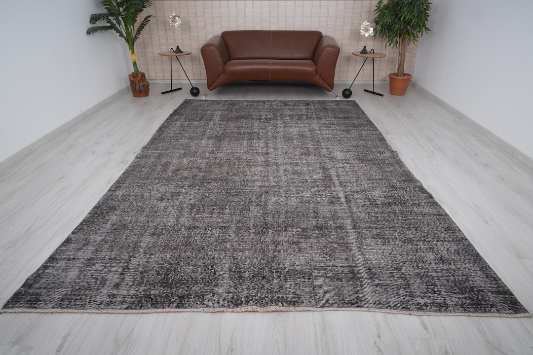 Großer Türkischer Teppich Grau, Vintage Teppich 260x300, Keltischer Teppich 261