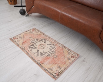 2x3 Rug, Turkish Door Mat Rug, Small Oushak Rug, Turkish Rug, Vintage Rug 2x3, Small Rug 2x3, Neutral Rug, Small Size Rug,Mini Doormat,130