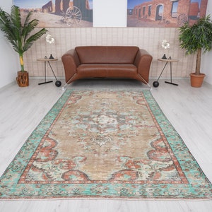 5x9 Rug, Oushak Rug 5x9, Vintage Rug, 5x9 Turkish Rug, Organic Rug, Muted Oushak Rug, Anatolian Rug, Neutral Vintage Rug, Faded Rug,ZF431