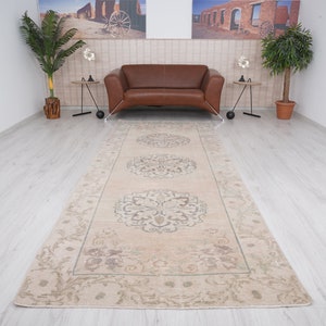 4x11 Runner, Turkish Runner 4x11, Oushak Runner Rug , Vintage Rug Runner, Turkish Muted Runner, Hallway Rug, Antique Rug, Wool Runner,194