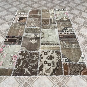 Turkish Rug, Oushak Rug, 5.2x7.4 feet, Vintage Rug, Antique Rug, Patchwork Rug, Decoravite Rug, Floor, Rustic, interior rug, area rug, G421