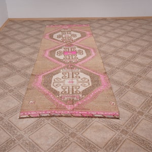 Oushak Runner Rug,Turkish Runner 4x11,Vintage Runner,4x11 Runner Rug,Handmade Runner Rug,Antique Runner,Wool Runner,Oushak Rug Runner,OZF637