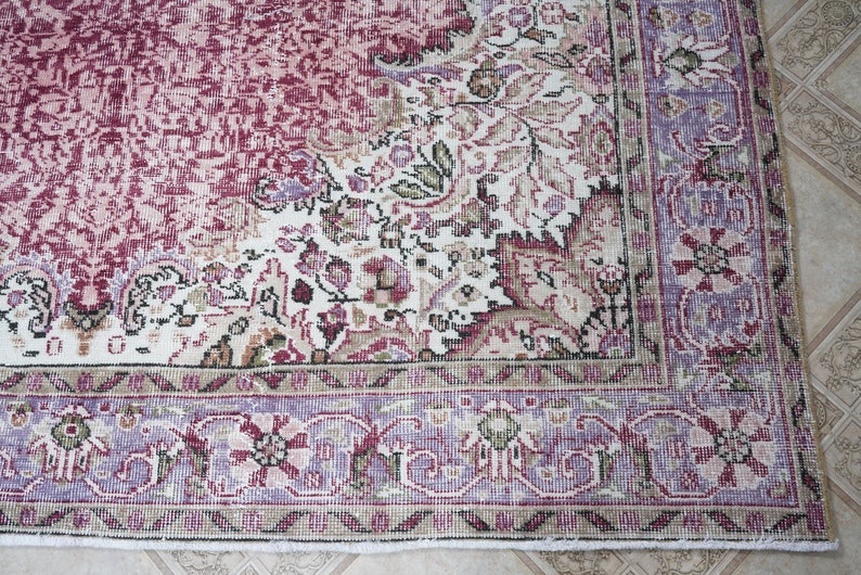 7x10 Oushak Rug,large Turkish Rug,vintage Rug 7x10,wool Area Rug, Faded