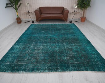 7x10 Vintage rug, Oversize Turkish rug, Large Rug 7x10, Handmade Oriental Area Carpet, Oushak Rug,Tribal Anatolian wool rug, 7x10 Rug,196