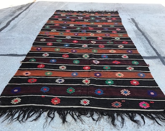 Tapete kilim turco, tapete kilim bordado vintage, TAPETE KILIM DE ÁREA, frete grátis tapete kilim de chão de 5,8 x 10,8 pés, tapete kilim da Anatólia, tapete YK132